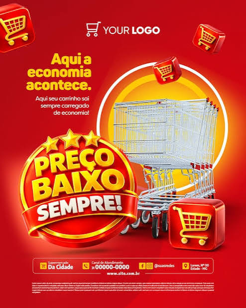 Arte ilustrativa de campanha promocional em vermelho e amarelo